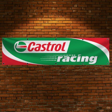 Castrol Racing Banner 2x8 ft Racing Car flag Show Man Cave Garage Wall Decor Large Sign Garden Outdoor Indoor Banner