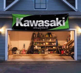 Kawasaki Banner 2x8ft Motorcycle Racing Flag Show Man Cave Garage Wall Decor Bike Large Sign Outdoor Indoor Display