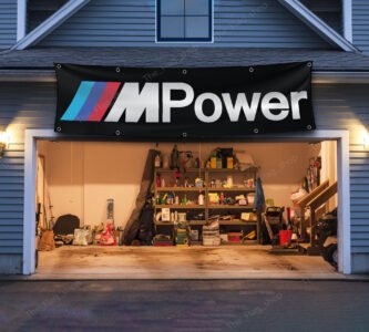 BMW M Power Banner 2x8 ft Car Show Man Cave Racing Flag Garage Wall Decor Large Sign Outdoor Indoor Garden Motorsports Banner
