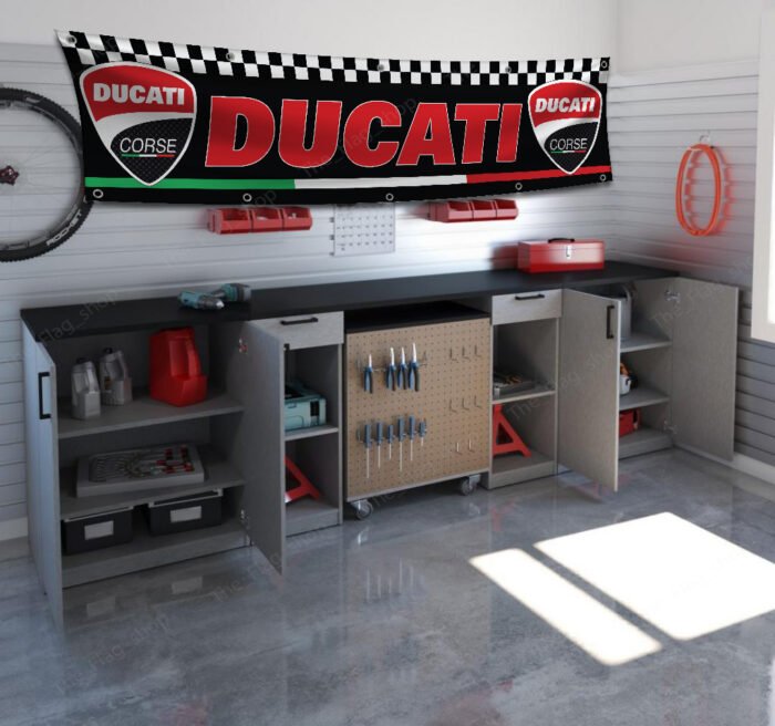 Ducati Corse Banner 2x8 ft Motorcycle Racing car flag Show Man Cave Garage Wall Decor Large Sign Garden Outdoor Indoor Banner