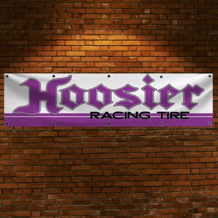 Hoosier Flag 2x8ft Racing Tire Car White Banner Garage Man Cave Wall Decor Sign