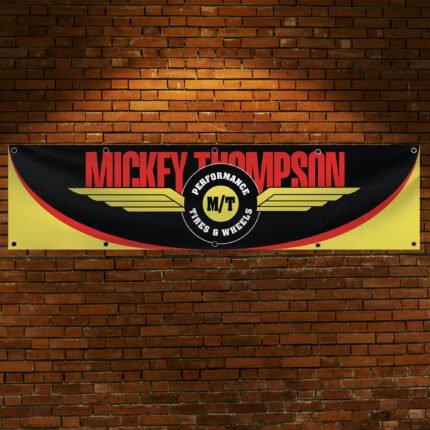 Mickey Thompson Tires Banner Flag Big 2x8ft Car Racing Man Cave Wall Decor Sign