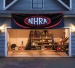 NHRA Drag Racing 2x8ft Checkered Banner – Hot Rod National Association Garage Flag for Man Cave & Workshop Display