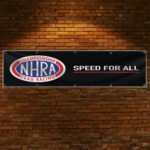 NHRA Drag Racing 2x8ft "Speed For All" Banner – Hot Rod National Association Garage Flag for Man Cave & Workshop Display