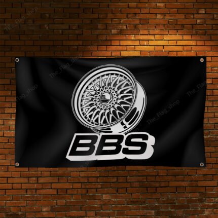 "Show off your love for BBS with this 2x8 ft banner flag. Perfect for car racing enthusiasts, garages, man caves, and shops, this durable banner features bold BBS branding and is ideal for showcasing wheels and rims. Great for indoor and outdoor use, it’s the ultimate décor item to highlight your passion for automotive style and performance."