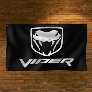 "Show your admiration for the legendary Dodge Viper with this premium flag, perfect for car enthusiasts and collectors. Featuring bold Dodge Viper graphics and high-quality design, this flag is ideal for garages, man caves, workshops, or car shows. Crafted from durable materials, it’s suitable for both indoor and outdoor use. Highlight the power, speed, and legacy of the iconic Dodge Viper with this vibrant and stylish décor piece, a must-have for fans of American muscle and performance."