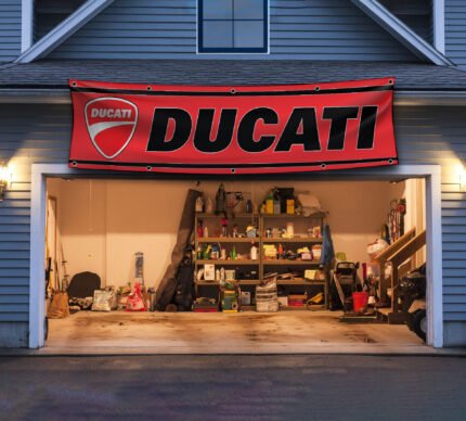 "Show your support for Ducati Corse with this 3x5 ft banner, designed for motorcycle racing enthusiasts. Featuring bold Ducati Corse graphics and iconic branding, this high-quality banner is perfect for garages, man caves, workshops, or motorcycle events. Made from durable materials, it’s ideal for both indoor and outdoor use, ensuring vibrant colors and long-lasting appeal. Celebrate the passion and performance of Ducati’s racing legacy with this must-have décor piece, perfect for showcasing your love for Ducati’s heritage in motorcycle racing and high-performance engineering."