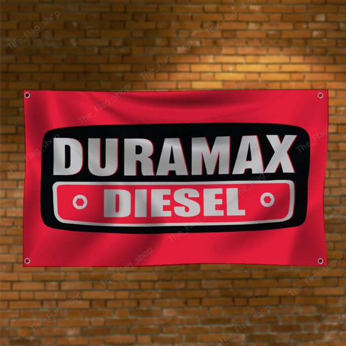 "Show your pride in Duramax Diesel power with this 3x5 ft banner, perfect for truck enthusiasts and fans of heavy-duty engines. Featuring bold Duramax Diesel branding and graphics, this durable banner is ideal for garages, man caves, workshops, or truck shows. Made from high-quality materials, it’s designed for both indoor and outdoor use, ensuring vibrant colors and long-lasting appeal. Celebrate the strength, performance, and legacy of Duramax Diesel engines with this must-have décor piece, perfect for showcasing your love for powerful, reliable diesel technology."