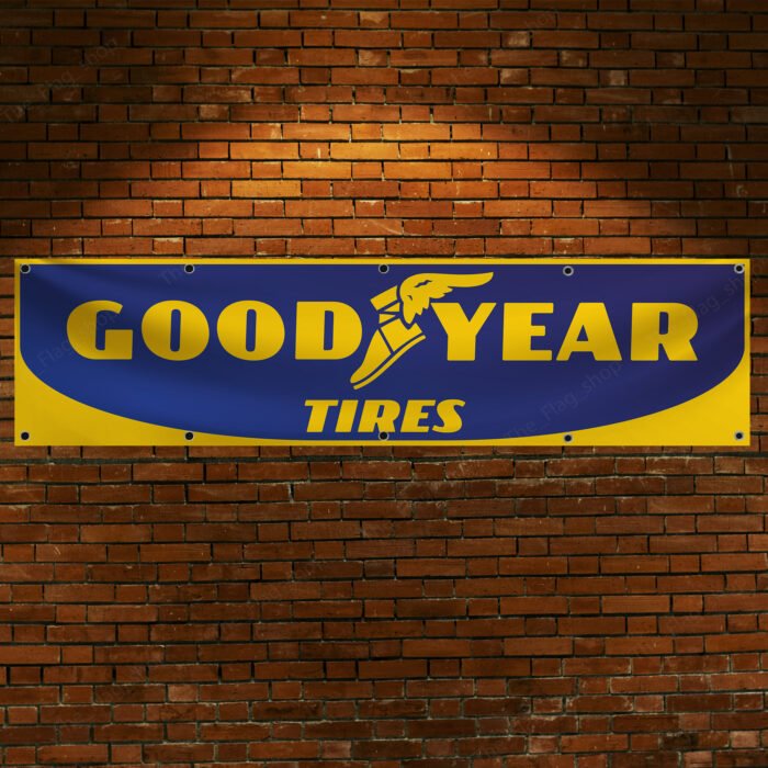 Goodyear Tires Banner Flag 2x8 ft Car Show Garage Man Cave Wall Decor Sign