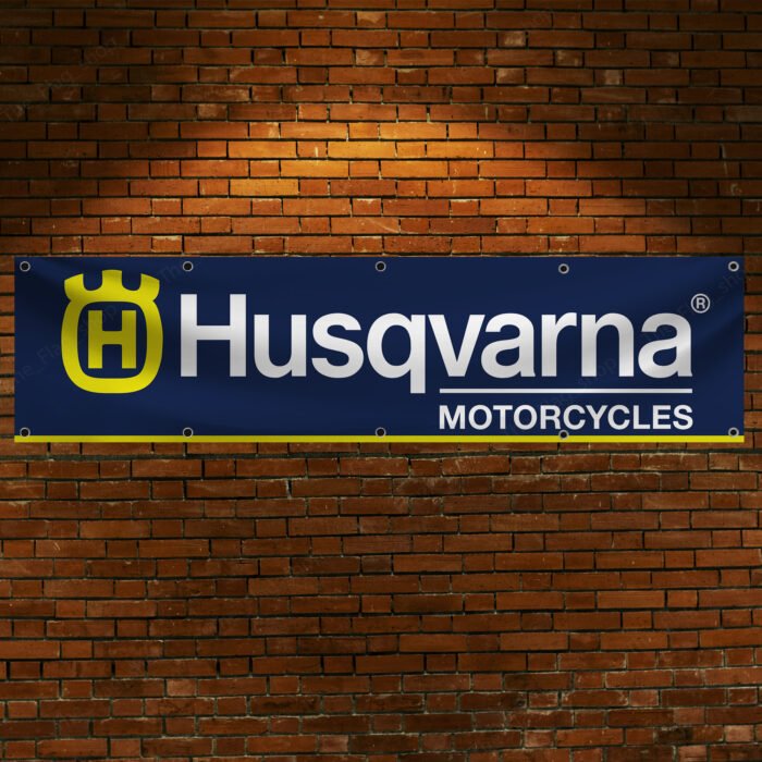 Husqvarna Banner Flag 2x8ft Motorcycle Racing Garage Man Cave Wall Decor Sign