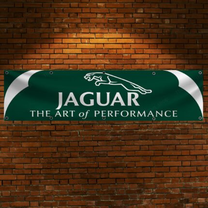 Jaguar The Art of Performance 2x8ft Banner Flag Racing Car Show Garage Man Cave Wall Decor Sign