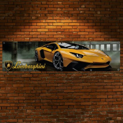 Lamborghini banner 2X8 ft Aventador photo poster flag Racing Car Show Man Cave Flag Garage Wall Decor Supercar Large Sign Outdoor Indoor Banner