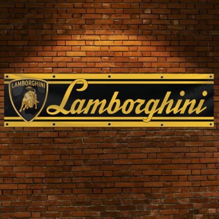 Lamborghini Banner 2x8 FT Racing Lambo Flag Car Show Garage Man Cave Wall Decor Sign