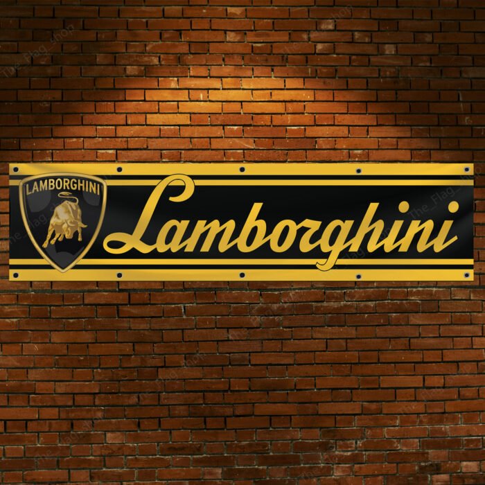 Lamborghini Banner 2x8 FT Racing Lambo Flag Car Show Garage Man Cave Wall Decor Sign