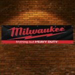 Milwaukee Tools Banner 2x8FT Car Show Flag Garage Man Cave Wall Decor Sign