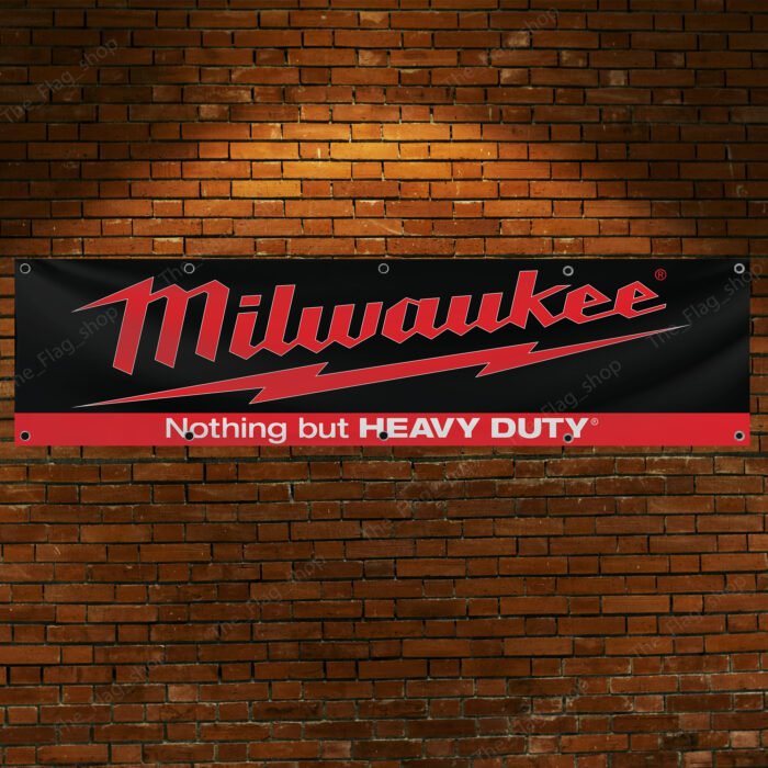 Milwaukee Tools Banner 2x8FT Car Show Flag Garage Man Cave Wall Decor Sign