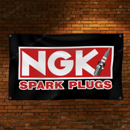 NGK Spark Plugs Flag 3x5ft - Garage Racing Banner Shop Car Show Man Cave Wall Decor Sign