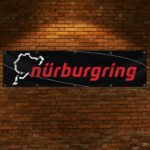 Nürburgring Banner Flag 2x8 FT – Motorsport Car Racing Track Wall Decor for Man Cave, Garage, or Showroom