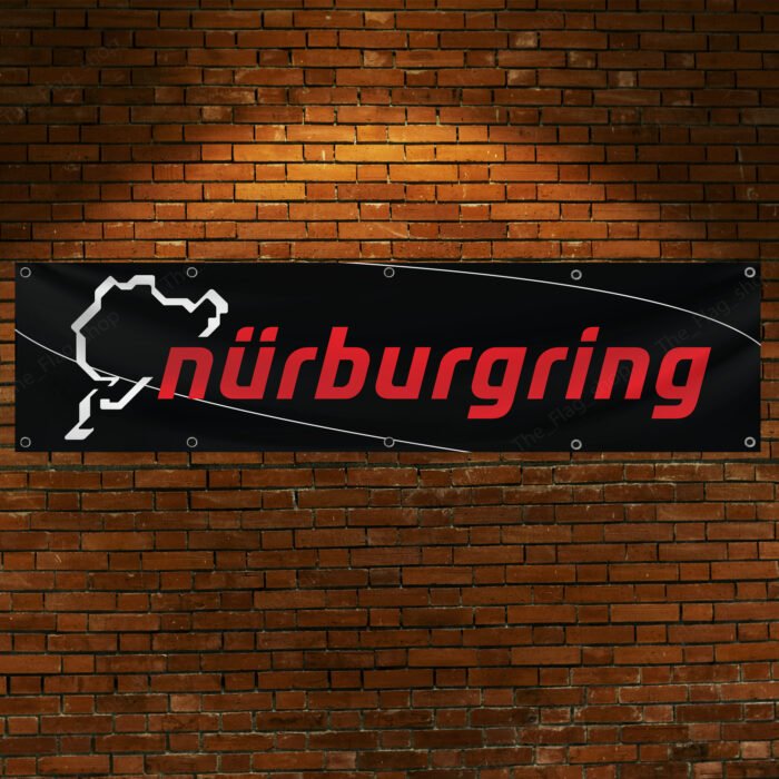 Nürburgring Banner Flag 2x8 FT – Motorsport Car Racing Track Wall Decor for Man Cave, Garage, or Showroom