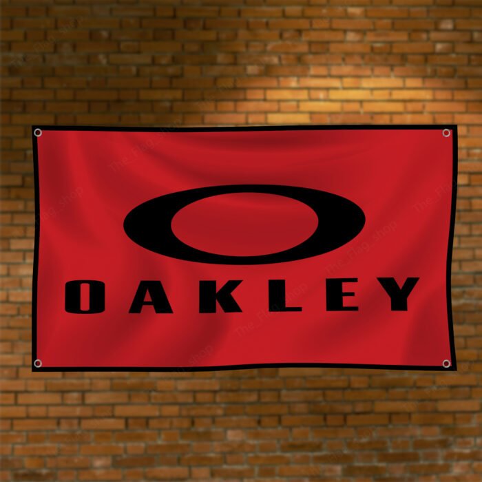 Oakley Flag 3x5 ft Sunglasses Red Banner Advertising Promotional Workshop Oakley Sunglasses, Apparel & Accessories Beyond the Beach Man Cave Wall Decor Garage Shop Display