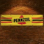 Pennzoil Racing Banner 2x8 Ft – Car Motor Oil Racing Flag for Man Cave, Garage & Large Wall Display Decor