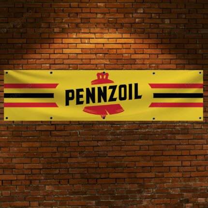 Pennzoil Racing Banner 2x8 Ft – Car Motor Oil Racing Flag for Man Cave, Garage & Large Wall Display Decor