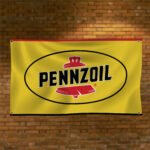 Pennzoil Flag 3x5 Ft – Car Motor Oil Racing Man Cave Garage Large Display Wall Decor Sign