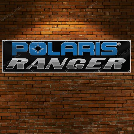 Polaris Ranger Banner 2x8ft – Off-Road Vehicle Racing Car Flag, Dirt Track Competitions, Man Cave Wall Decor Sign