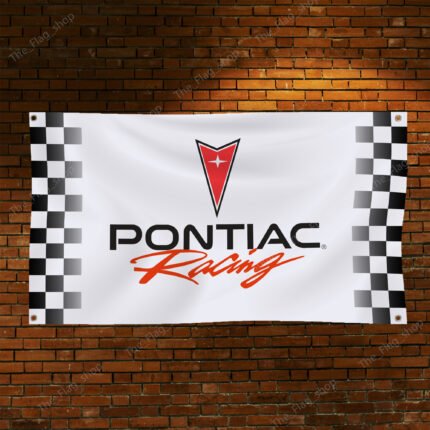 Pontiac checkered Flag Banner 3x5ft – Racing Car Flag, Man Cave, Garage Decor, Large Sign