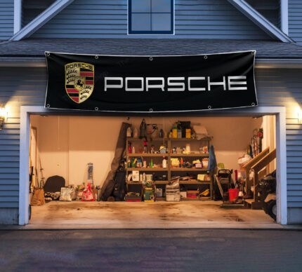 Porsche Flag Banner 2x8ft – Racing Car Flag, Man Cave, Garage Decor, Large Sign