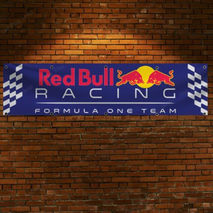 Red Bull Racing Flag 2x8ft – Car Show, Red Bull Formula One Team Banner, Garage, Man Cave Wall Decor Sign