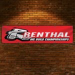 Renthal "We Build Championships" 2x8ft Banner – Black Flag, Motocross, Motorcycle, Mountain Bike, Street, ATV Parts, Man Cave & Shop Decor