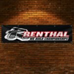 Renthal "We Build Championships" 2x8ft Banner – Black Flag, Motocross, Motorcycle, Mountain Bike, Street, ATV Parts, Man Cave & Shop Decor