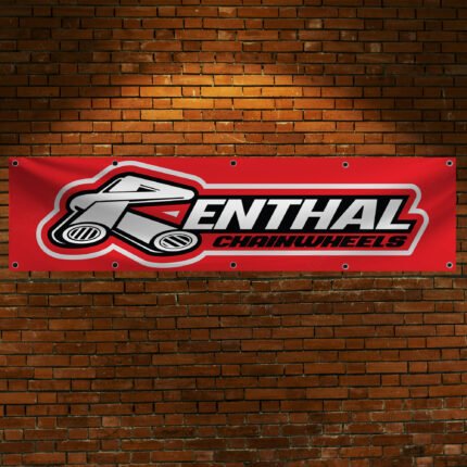 Renthal Chainwheels Banner – Red Flag 2x8ft, Motocross, Motorcycle, Mountain Bike, Street, ATV Parts, Man Cave & Shop Decor