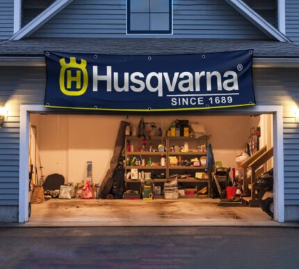 since 1689 husqvarna motorcycle equipment flag banner 2x8ft.