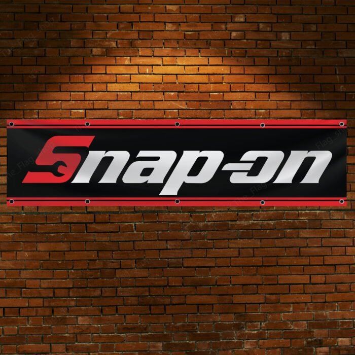 Snap-on Banner 2x8ft – Racing Car Flag, Tools, Garage Man Cave Wall Decor Sign