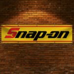 Yellow Snap-on Banner 2x8ft – Racing Car Flag, Tools, Garage Man Cave Wall Decor Sign