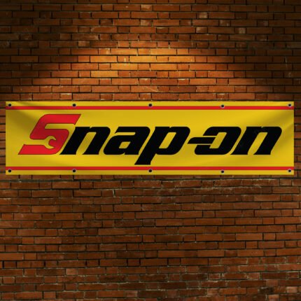 Yellow Snap-on Banner 2x8ft – Racing Car Flag, Tools, Garage Man Cave Wall Decor Sign