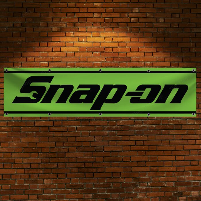 green Snap-on Banner 2x8ft – Racing Car Flag, Tools, Garage Man Cave Wall Decor Sign