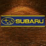 Subaru Banner 2x8ft – Car Show, Street Racing Flag, Man Cave Garage Wall Decor Sign