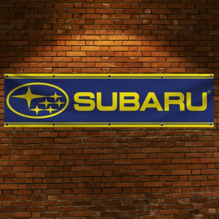 Subaru Banner 2x8ft – Car Show, Street Racing Flag, Man Cave Garage Wall Decor Sign