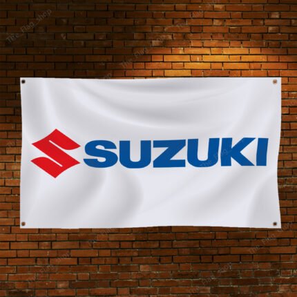 Suzuki Flag 3x5FT – Motocross Bike, Car Show Banner, Garage, Man Cave Wall Decor Sign