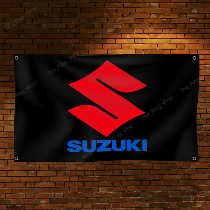 Suzuki Flag 3x5FT – Motocross Bike, Car Show Banner, Garage, Man Cave Wall Decor Sign