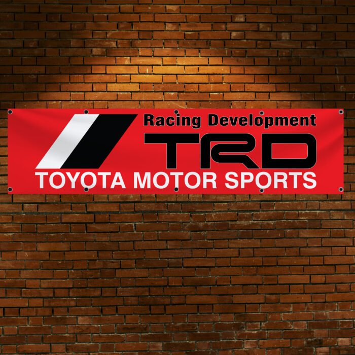 Toyota TRD 2x8ft Banner – Motorsports Racing Development Flag, Garage, Man Cave Wall Decor Sign