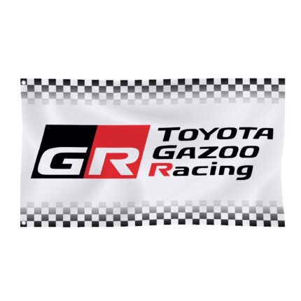 Toyota GR Gazoo Racing Flag 3x5ft – Checkered Banner, Car Show, Garage, Man Cave Wall Decor Sign