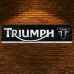 Triumph Motorcycles Banner 2x8ft – Moto Racing Blach Flag, Man Cave Wall Decor Large Sign