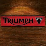 Triumph Motorcycles Banner 2x8ft – Moto Racing Red Flag, Man Cave Wall Decor Large Sign