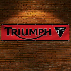 Triumph Motorcycles Banner 2x8ft – Moto Racing Red Flag, Man Cave Wall Decor Large Sign
