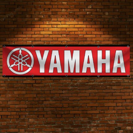 Yamaha Banner 2x8ft – Motorcycle Show Red Flag, Man Cave, Garage Wall Decor Large Sign