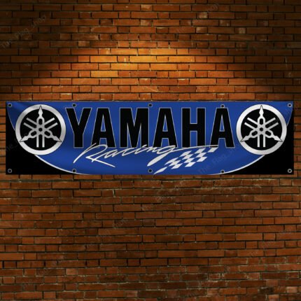 Yamaha Racing Banner 2x8ft – Motorcycle Flag, Show, Man Cave, Garage Wall Decor Large Sign, Outdoor Indoor Legendary Garden Banner